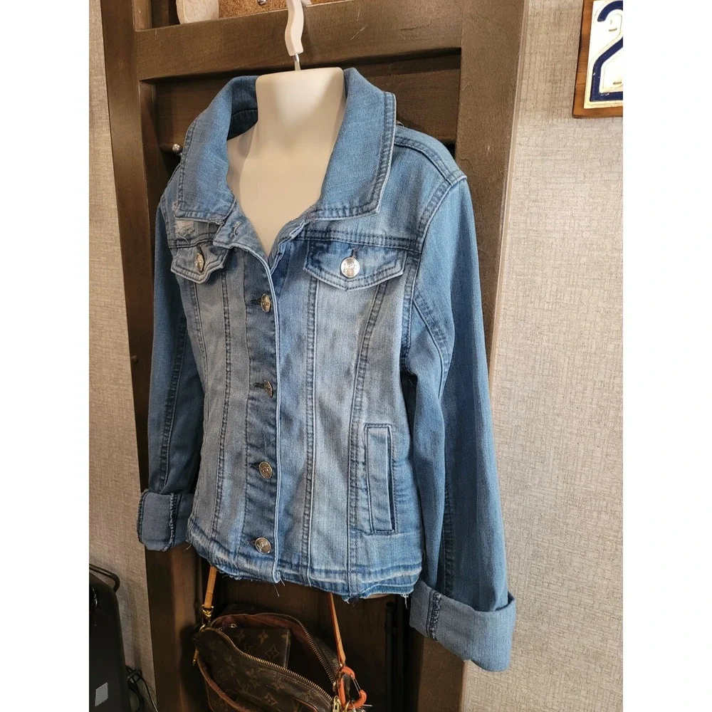 Girls Justice  SZ 8/10 Denim Jean Jacket‎  Unfinished Hem NWT